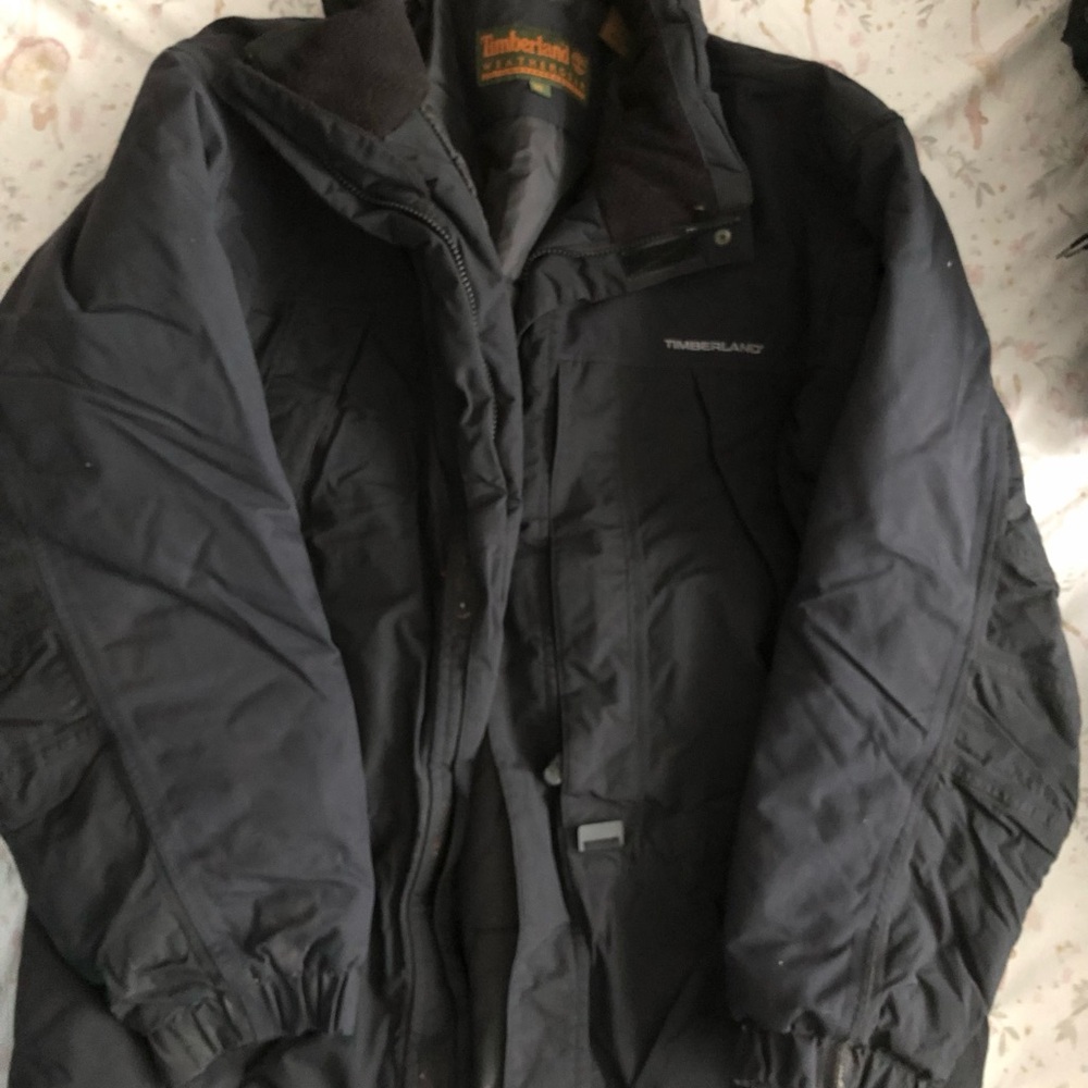 mens XL Timberland weather gear  Jacket Black with detachable hood